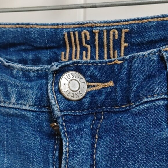 Justice dark blue wash distressed jeans shorts girl size 16 stars pattern - Picture 4 of 11